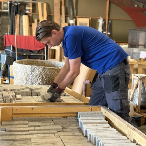 Natural stone workshop employee
